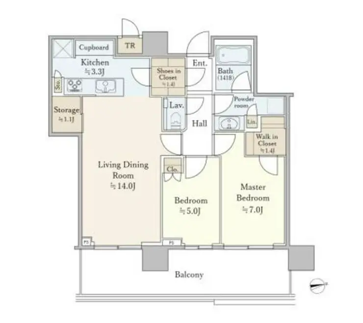 パークシティ中央湊 ザ タワー 11階階 間取り