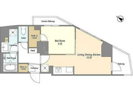 プライマル戸越銀座(1LDK/3階)の間取り写真