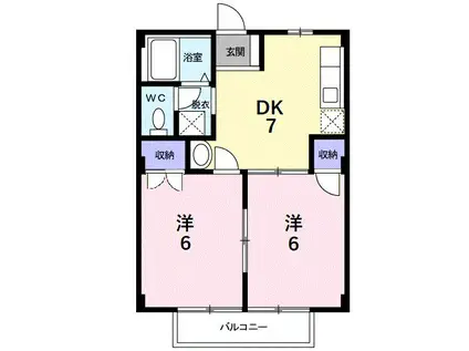 ニューシティ大内B(2DK/2階)の間取り写真