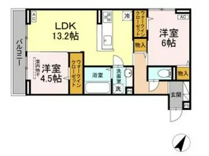 ヴィオルーチェ(2LDK/3階)の間取り写真