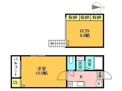 グリーンフォレスト(1K/2階)の間取り写真