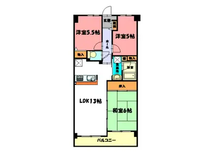 ウェルフェア明石(3LDK/6階)の間取り写真