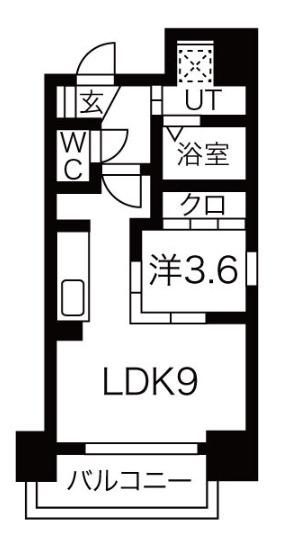 アクアプレイス南堀江(1LDK/7階)の間取り写真