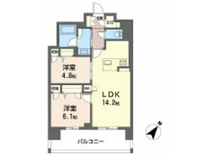 リビエナ グラン 新梅田(2LDK/4階)の間取り写真