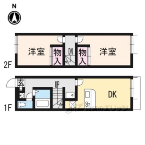 レオパレスかしの木(2DK/1階)の間取り写真