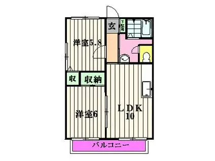 サントピアK(2LDK/2階)の間取り写真