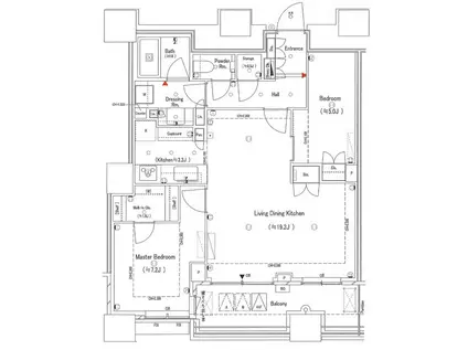 パークタワー勝どきサウス(2LDK/38階)の間取り写真