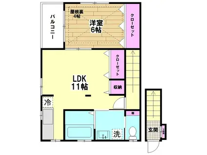 日暮里・舎人ライナー 舎人駅 徒歩14分 2階建 築30年(1LDK/2階)の間取り写真