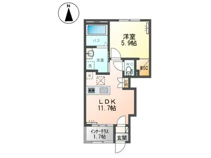 笹谷字中谷地アパート A棟(1LDK/1階)の間取り写真