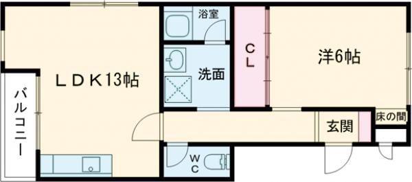 ヴィラオークラ(1LDK/3階)の間取り写真