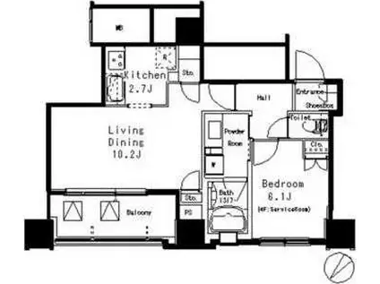 MFPR目黒タワー(1LDK/14階)の間取り写真