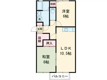 サンフレールカシハラ(2LDK/2階)の間取り写真
