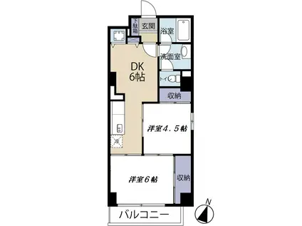 シンメトリー板橋(2DK/2階)の間取り写真