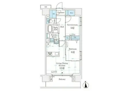ハビテ本厚木(2LDK/9階)の間取り写真
