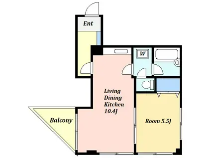 青葉台Aハウス(1LDK/5階)の間取り写真
