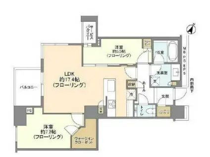 ブランズタワー文京小日向(2LDK/7階)の間取り写真