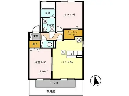 グレイス藤並 B棟(2LDK/1階)の間取り写真