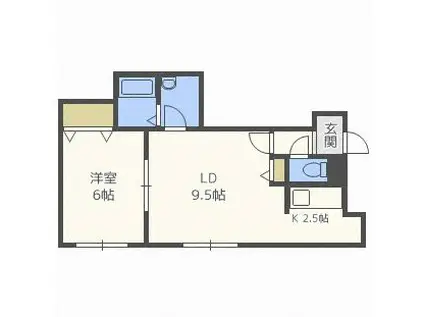 ノーブル円山(1LDK/2階)の間取り写真