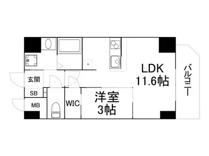 ラ・ピシーヌ南堀江(1LDK/11階)の間取り写真
