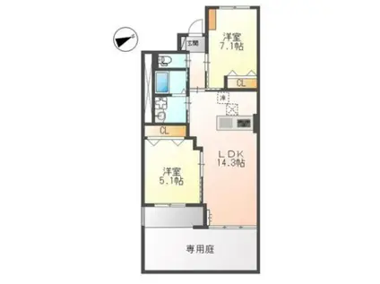 LIVER(2LDK/1階)の間取り写真