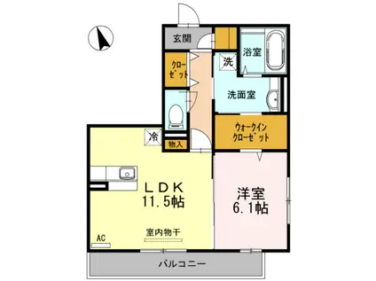 SEJOUR木之庄(1LDK/3階)の間取り写真