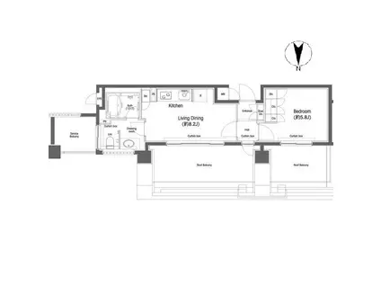 戸越銀座プレイス(1LDK/4階)の間取り写真