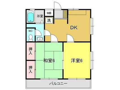 メゾン並木(2DK/2階)の間取り写真