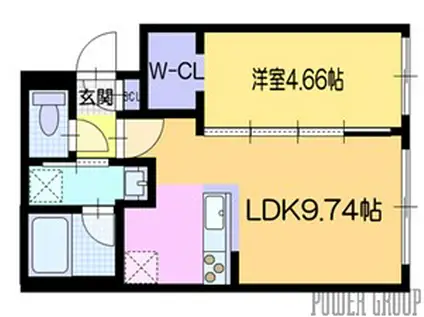 ラ・シュエット栄通A(1LDK/3階)の間取り写真