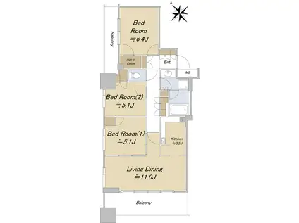 シティタワー池袋(3LDK/20階)の間取り写真