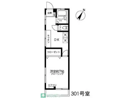 コーポライオン(1DK/3階)の間取り写真