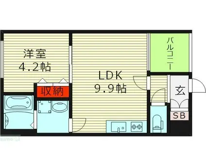 MARK VILLA 放出(1LDK/3階)の間取り写真