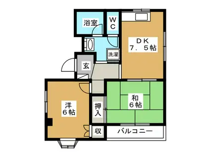 コーポベル(2DK/2階)の間取り写真
