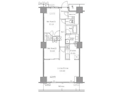 パークアクシス豊洲 の(2LDK/10階)の間取り写真