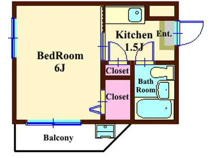 ジュネス荏原(1K/2階)の間取り写真