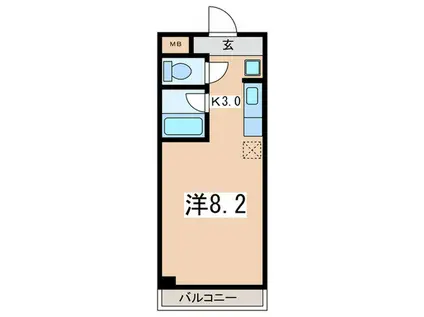 カジヤマグラスワン(1K/2階)の間取り写真