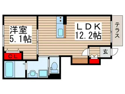 チャーム・ツートンB(1LDK/1階)の間取り写真