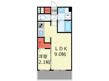 MODERN PALAZZO博多FRONT(1LDK/3階)の間取り写真