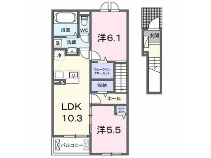 グレープヴィラ(2LDK/2階)の間取り写真