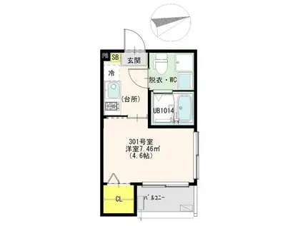 ラ ベルヴィ梅島(1K/3階)の間取り写真