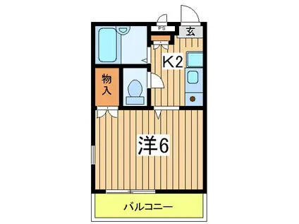 ローズパーク(1K/2階)の間取り写真