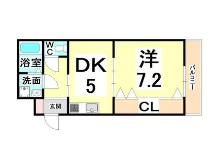 プロスパー尼崎(1DK/4階)の間取り写真