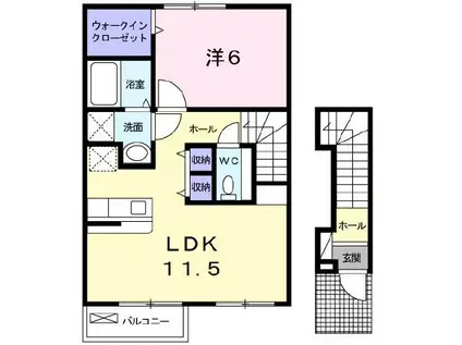 ラルジュ(1LDK/2階)の間取り写真