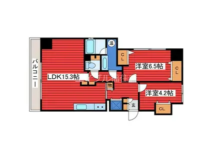メゾン・ド・ファボ(2LDK/3階)の間取り写真