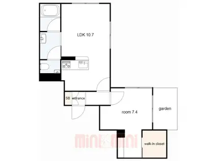 VILLA AUBE甲東園(1LDK/1階)の間取り写真