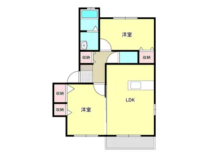 ドミール新白河 A棟(2LDK/1階)の間取り写真