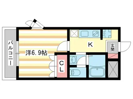 レジェンドール西の京(1K/2階)の間取り写真