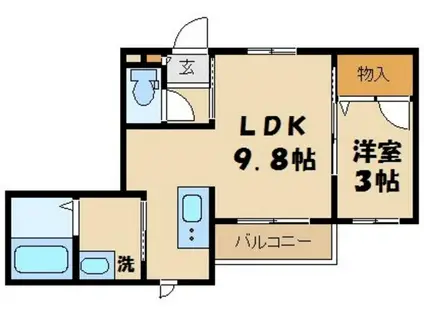 アリエッタ(1LDK/2階)の間取り写真