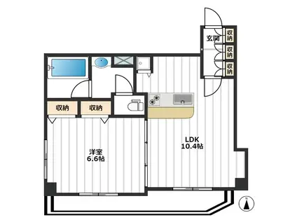 ソレーユイーストウィング(1LDK/4階)の間取り写真