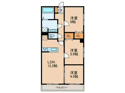 グリーンネックレス(3LDK/3階)の間取り写真