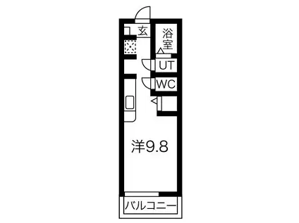 Kー1榴ヶ岡(ワンルーム/2階)の間取り写真